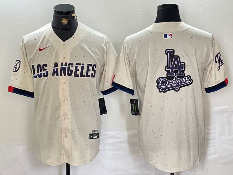 Men Los Angeles Dodgers Blank Cream Fashion Nike Game MLB Jersey style 7